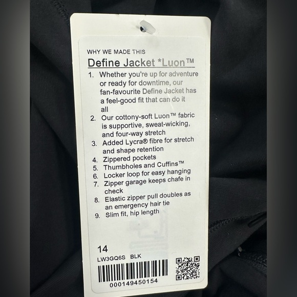 LuluLemon Define Jacket Luon in Black - Picture 11 of 11
